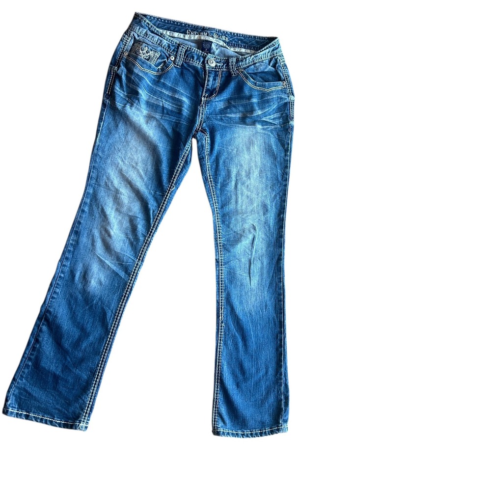 Rhythm in Blues‎ Y2K Jeans Womens Size 2 Short Embellished Pockets Denim Bootcut